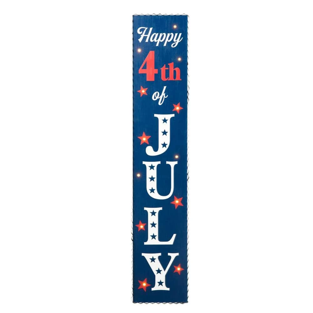 42.5 In. H Lighted Wooden Happy July 4th Porch Sign 1 42.5 In. H Lighted Wooden Happy July 4th Porch Sign