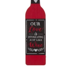 9 In. H Wooden Valentine's Wine And Cup Gift Set Table Decor -The Home Depot Shop glitzhome seasonal decorations 2019400004 4f 1000