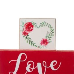 9.45 In. L X 7.6 In. H Wooden Valentines Block Table Decor -The Home Depot Shop glitzhome seasonal decorations 2019400009 4f 1000