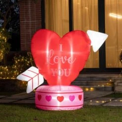 59 In. Lighted Valentine's Inflatable Heart Decor -The Home Depot Shop glitzhome seasonal decorations 2019400015 44 1000