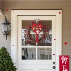 14 In. H Valentine's Wooden Key-shaped Door Hanger -The Home Depot Shop glitzhome seasonal decorations 2019400024 31 1000