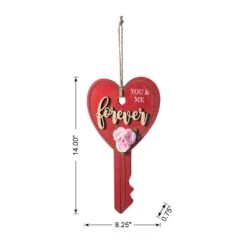 14 In. H Valentine's Wooden Key-shaped Door Hanger -The Home Depot Shop glitzhome seasonal decorations 2019400024 c3 1000