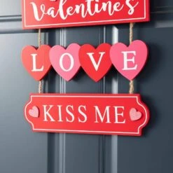 13.50 In. H Valentine's Wooden LOVE Word Sign Door Hanger -The Home Depot Shop glitzhome seasonal decorations 2019400025 4f 1000
