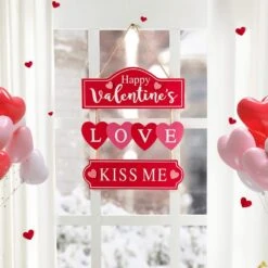 13.50 In. H Valentine's Wooden LOVE Word Sign Door Hanger -The Home Depot Shop glitzhome seasonal decorations 2019400025 77 1000