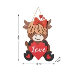 18 In. H Valentine's Wooden Highland Cow With Heart Door Hanger 14 18 In. H Valentine's Wooden Highland Cow With Heart Door Hanger -The Home Depot Shop glitzhome seasonal decorations 2019400026 4f 1000