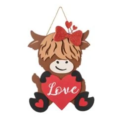 18 In. H Valentine's Wooden Highland Cow With Heart Door Hanger 13 18 In. H Valentine's Wooden Highland Cow With Heart Door Hanger -The Home Depot Shop glitzhome seasonal decorations 2019400026 c3 1000