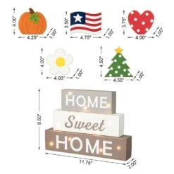 12.75 In. H Lighted Wooden Block Word Sign, W/5 Changeable Top Decors (Spring/Valentine/Patriotic/Fall/Christmas) 7 12.75 In. H Lighted Wooden Block Word Sign, W/5 Changeable Top Decors (Spring/Valentine/Patriotic/Fall/Christmas) -The Home Depot Shop glitzhome seasonal decorations 2027200009 c3 1000