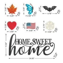 11.5 In. H Metal Home Sweet Home Wall Decor, W/6 Changeable Decors(Spring/Valentine/Patriotic/Fall/Halloween/Christmas) 7 11.5 In. H Metal Home Sweet Home Wall Decor, W/6 Changeable Decors(Spring/Valentine/Patriotic/Fall/Halloween/Christmas) -The Home Depot Shop glitzhome seasonal decorations 2027200013 c3 1000