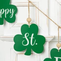 72 In. Metal Shamrocks Garland -The Home Depot Shop glitzhome seasonal decorations 2029100001 4f 1000