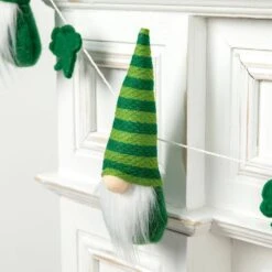 72 In. Fabric St. Patrick's Gnomes And Shamrocks Garland -The Home Depot Shop glitzhome seasonal decorations 2029100002 1f 1000