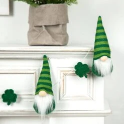 72 In. Fabric St. Patrick's Gnomes And Shamrocks Garland -The Home Depot Shop glitzhome seasonal decorations 2029100002 4f 1000