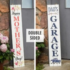 42 In. H Double Sided Wooden Porch Decor Mother's Day And Father's Day -The Home Depot Shop glitzhome seasonal decorations 2031500001 c3 1000