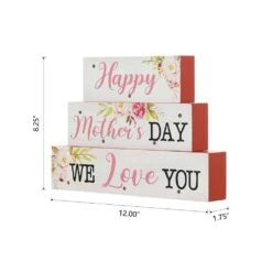 12 In. L Lighted Wooden Happy Mother's Day Block Sign -The Home Depot Shop glitzhome seasonal decorations 2031500004 c3 1000
