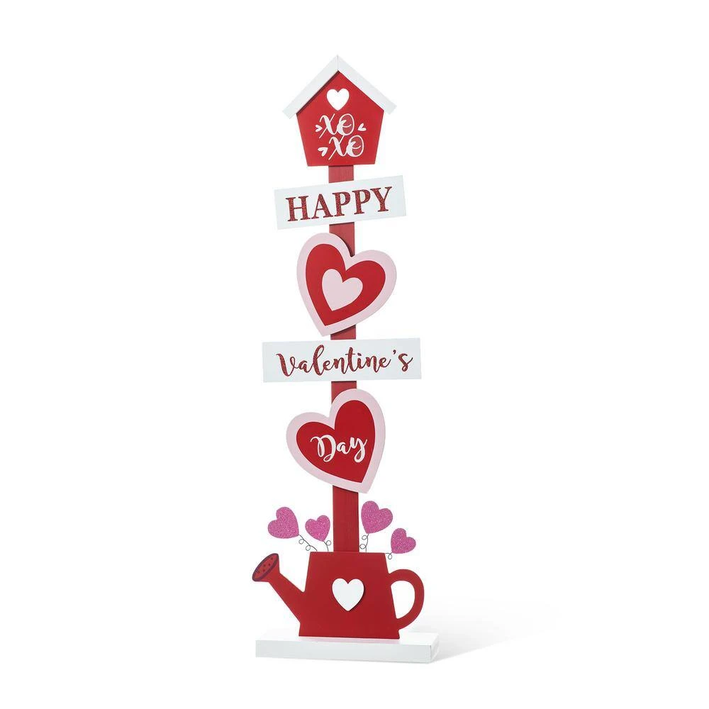 35.75 In.H Valentine's Wooden Heart And Love House Porch Decor(KD) 1 35.75 In.H Valentine's Wooden Heart And Love House Porch Decor(KD)