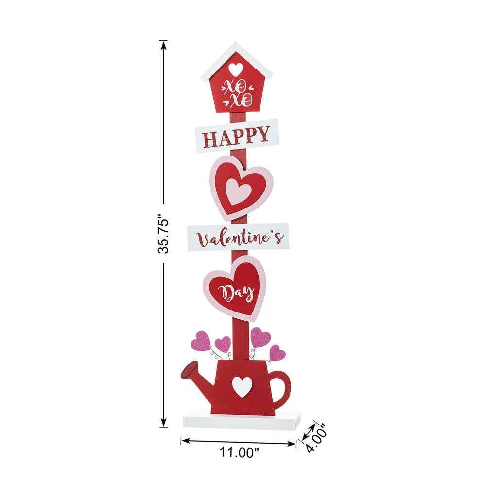 35.75 In.H Valentine's Wooden Heart And Love House Porch Decor(KD) 4 35.75 In.H Valentine's Wooden Heart And Love House Porch Decor(KD) - Image 4