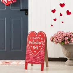 24 In.H Valentine's Double Sided Wooden Easel Porch Decor(KD) -The Home Depot Shop glitzhome seasonal decorations 2032000003 31 1000