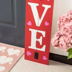 42 In.H Valentine's Woodenin.LOVE In. House-shaped Porch Decor -The Home Depot Shop glitzhome seasonal decorations 2032000004 1f 1000