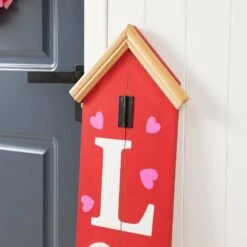 42 In.H Valentine's Woodenin.LOVE In. House-shaped Porch Decor -The Home Depot Shop glitzhome seasonal decorations 2032000004 4f 1000