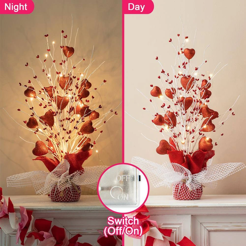 21 In. H Lighted Valentine's And Christmas Heart Table Tree 5 21 In. H Lighted Valentine's And Christmas Heart Table Tree - Image 5