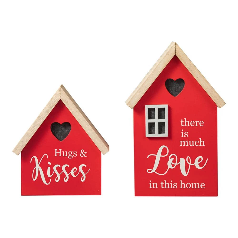 8.50 In. H Valentine's Lighted Wooden House-shaped Table Decor(Set Of 2) 5 8.50 In. H Valentine's Lighted Wooden House-shaped Table Decor(Set Of 2) - Image 5