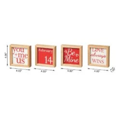 Valentine's 4 In. H Wooden Block Table Decor (Set Of 4 ) -The Home Depot Shop glitzhome seasonal decorations 2032100009 1f 1000