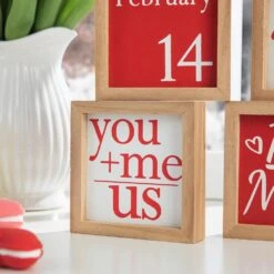 Valentine's 4 In. H Wooden Block Table Decor (Set Of 4 ) -The Home Depot Shop glitzhome seasonal decorations 2032100009 fa 1000