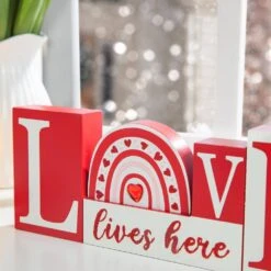 4.25 In. H Valentine's Wooden LOVE Table Decor 13 4.25 In. H Valentine's Wooden LOVE Table Decor -The Home Depot Shop glitzhome seasonal decorations 2032100010 1f 1000