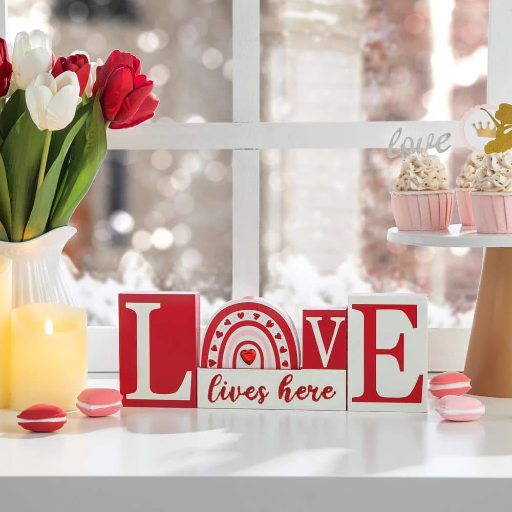 4.25 In. H Valentine's Wooden LOVE Table Decor 2 4.25 In. H Valentine's Wooden LOVE Table Decor - Image 2