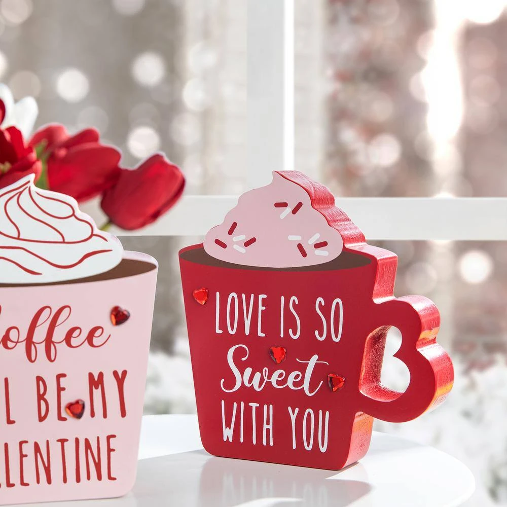 Wooden Valentine's Coffee Cup Table Decor (Set Of 2) 7 Wooden Valentine's Coffee Cup Table Decor (Set Of 2) - Image 7