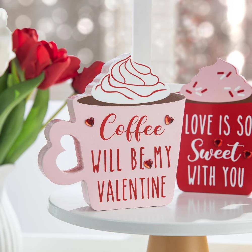 Wooden Valentine's Coffee Cup Table Decor (Set Of 2) 6 Wooden Valentine's Coffee Cup Table Decor (Set Of 2) - Image 6