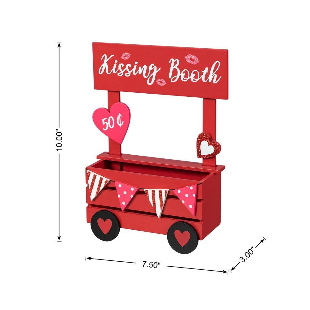 10 In. H Valentine's Wooden KISSING BOOTH Table Decor 5 10 In. H Valentine's Wooden KISSING BOOTH Table Decor - Image 5