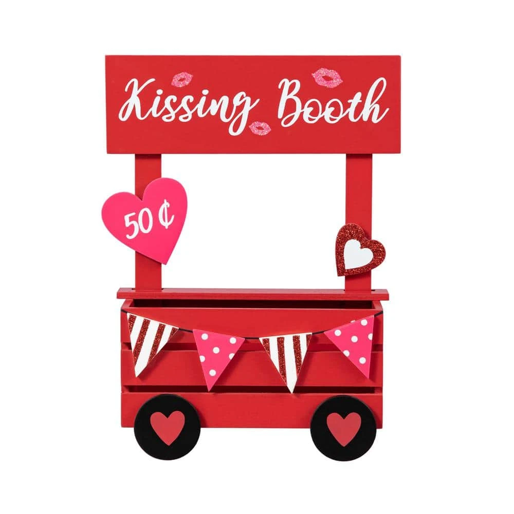 10 In. H Valentine's Wooden KISSING BOOTH Table Decor 4 10 In. H Valentine's Wooden KISSING BOOTH Table Decor - Image 4