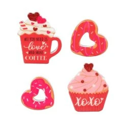 4.75 In. H Valentine's Epoxy Wooden Cup Cakes And Heart Table Decor (Set Of 4) -The Home Depot Shop glitzhome seasonal decorations 2032100013 4f 1000