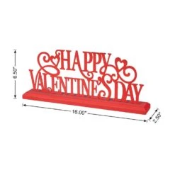 6.5 In. H Valentine's Wooden & Metal HAPPY VALENTINE'S DAY Table Decor -The Home Depot Shop glitzhome seasonal decorations 2032100014 4f 1000