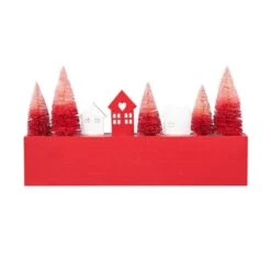 7.50 In. H Valentine's Wooden House/Brush Trees LOVE Table Decor -The Home Depot Shop glitzhome seasonal decorations 2032100016 66 1000