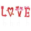 28 In. H Valentine's Metal LOVE Yard Stake(KD, 2 Function) (Set Of 4)