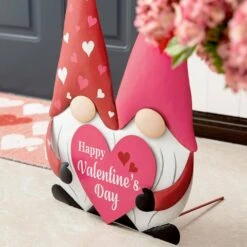 30 In. H Valentine's Metal Gnome Couple Yard Stake(KD, 3 Function) -The Home Depot Shop glitzhome seasonal decorations 2032200002 1f 1000