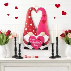 30 In. H Valentine's Metal Gnome Couple Yard Stake(KD, 3 Function) -The Home Depot Shop glitzhome seasonal decorations 2032200002 77 1000