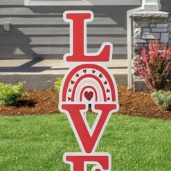 36 In. H Valentine's Metal Rainbowin.LOVE In. Yard Stake（KD, 2 Function) -The Home Depot Shop glitzhome seasonal decorations 2032200003 4f 1000