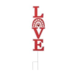 36 In. H Valentine's Metal Rainbowin.LOVE In. Yard Stake（KD, 2 Function)
