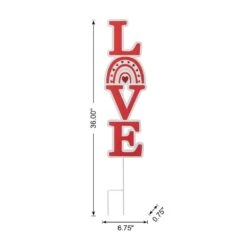 36 In. H Valentine's Metal Rainbowin.LOVE In. Yard Stake（KD, 2 Function) -The Home Depot Shop glitzhome seasonal decorations 2032200003 c3 1000