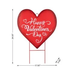 24 In. H Metal Happy Valentine's Day Heart Yard Stake Or Wall Decor -The Home Depot Shop glitzhome seasonal decorations 2032200005 c3 1000
