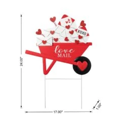 24 In. H Valentine's Metal LOVE Mail Wagon Yard Stake Or Wall Decor -The Home Depot Shop glitzhome seasonal decorations 2032200006 c3 1000