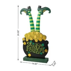 24 In. Wooden St. Patrick's Leprechaun Pot Of Gold Porch Decor(KD) -The Home Depot Shop glitzhome seasonal decorations 2032700003 c3 1000