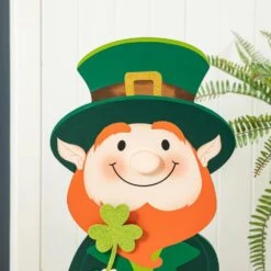 23.5 In. St.Patrick's Wooden Leprechaun Pot Of Gold Porch Decor(KD) -The Home Depot Shop glitzhome seasonal decorations 2032700004 4f 1000
