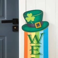 42 In. H St.Patrick's Wooden Rainbow And Pot Of Gold Porch Decor -The Home Depot Shop glitzhome seasonal decorations 2032700005 1f 1000