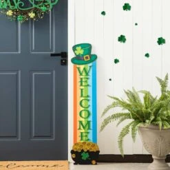42 In. H St.Patrick's Wooden Rainbow And Pot Of Gold Porch Decor -The Home Depot Shop glitzhome seasonal decorations 2032700005 31 1000