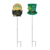 Set Of 2 St. Patrick's Pot Of Gold And Leprechaun Hat Metal Yard Stake(KD, 2 Function)