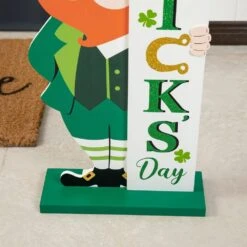 36 In. H St. Patrick's Wooden Leprechaun HAPPY ST.PATRICK'S DAY Porch Decor -The Home Depot Shop glitzhome seasonal decorations 2032700008 31 1000