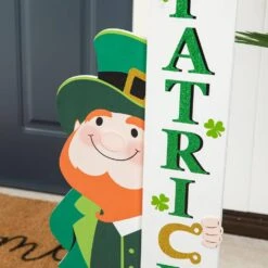 36 In. H St. Patrick's Wooden Leprechaun HAPPY ST.PATRICK'S DAY Porch Decor -The Home Depot Shop glitzhome seasonal decorations 2032700008 44 1000